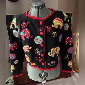 Michael Simon M cropped elephant Sweater Cardigan mothers day gift